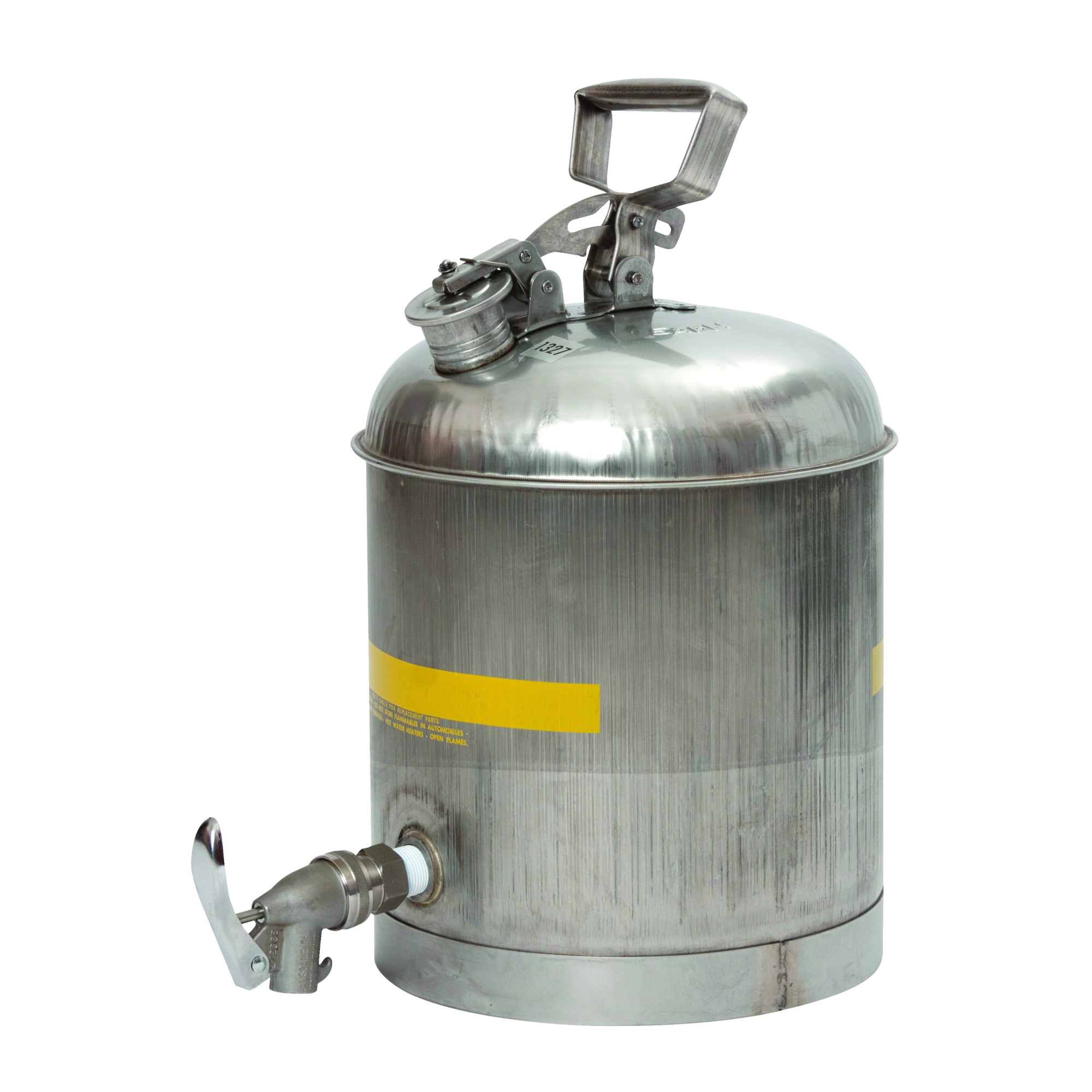 Eagle Type I Stainless Steel Faucet Safety Can — 5 Gallon, ECO Faucet, Flame Arrester, Model# 1327